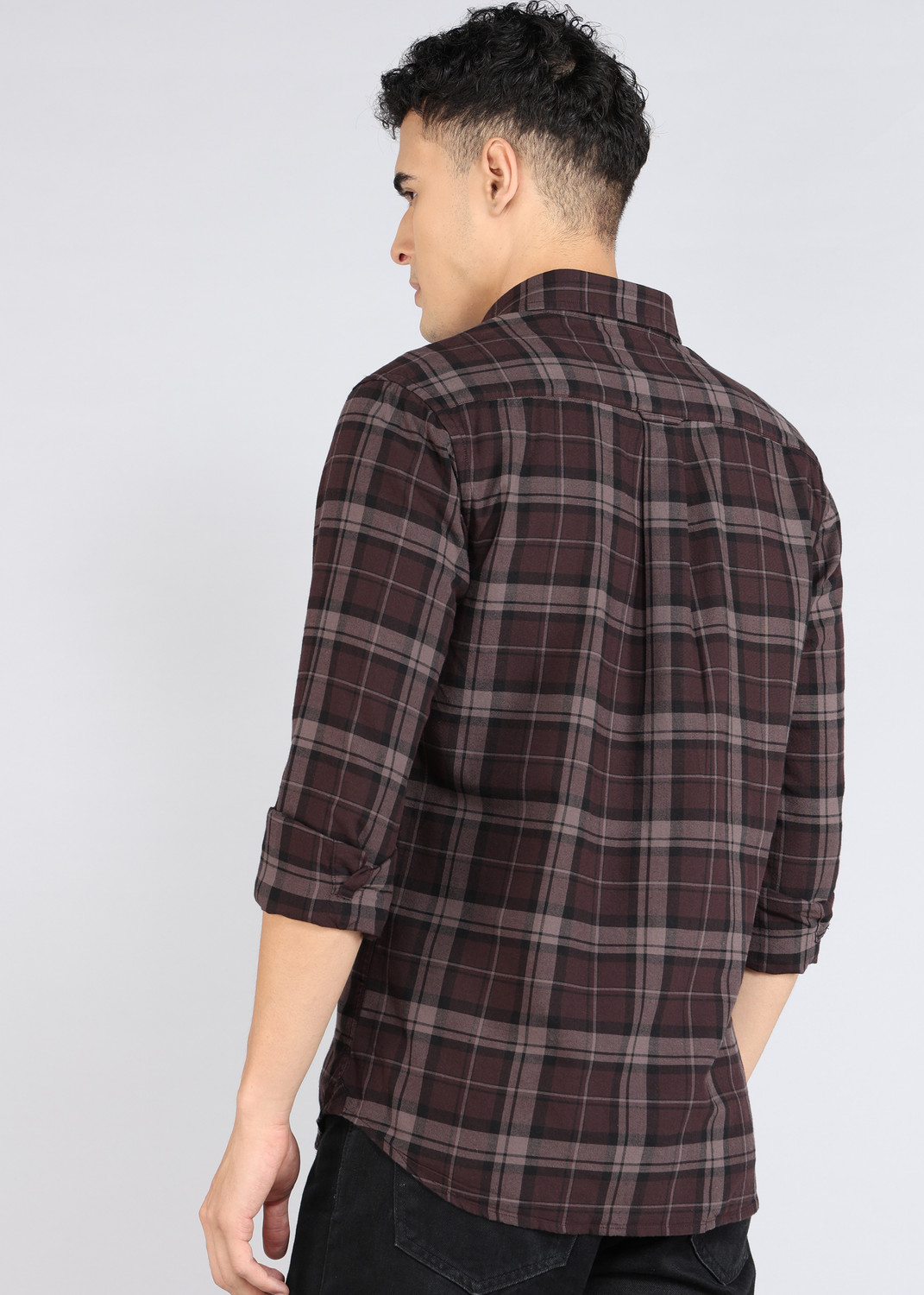 Image of U.S. POLO ASSN. Men Checkered Casual Brown Shirt