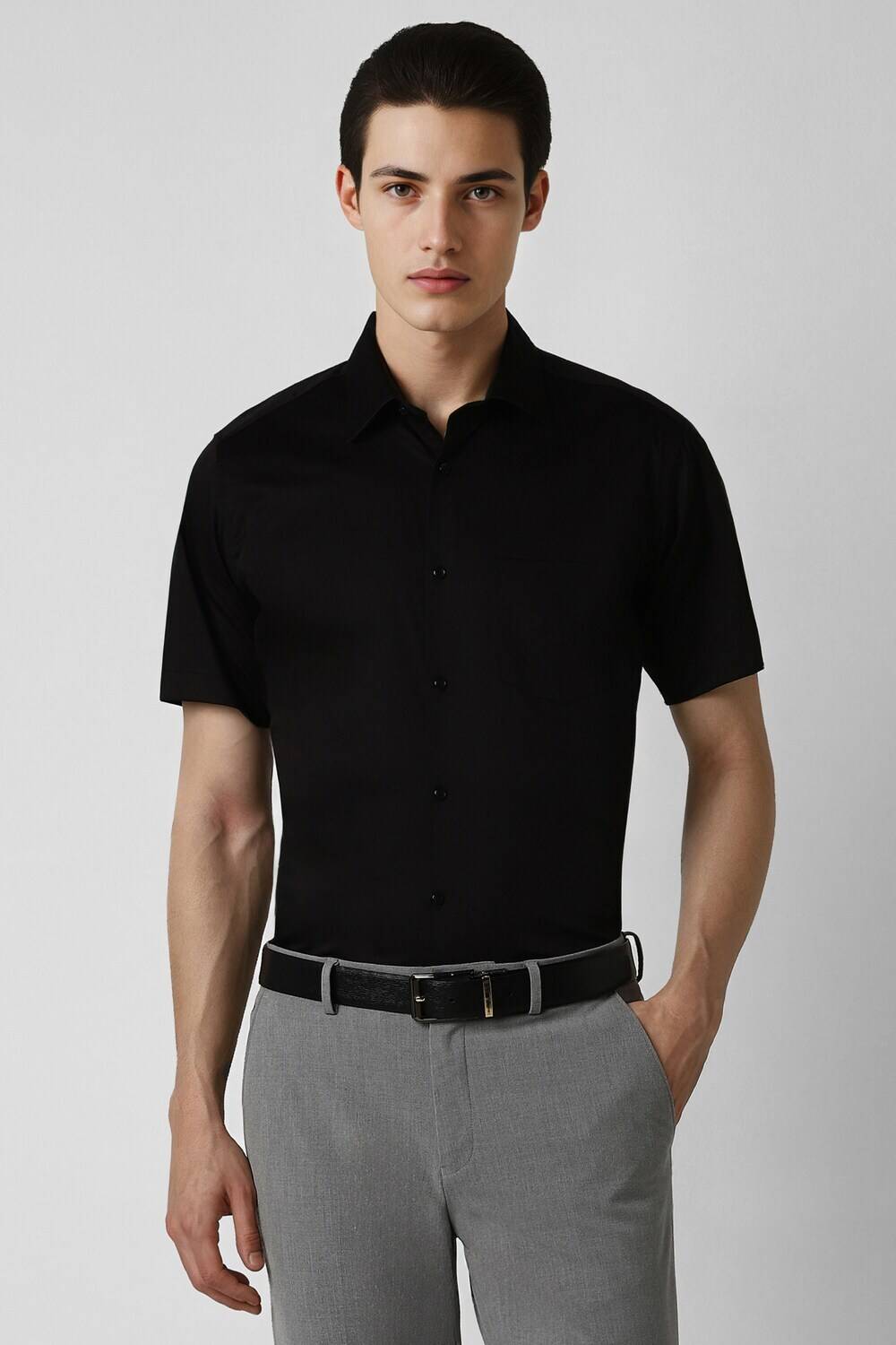 Allen Solly Men Solid Casual Black Shirt
