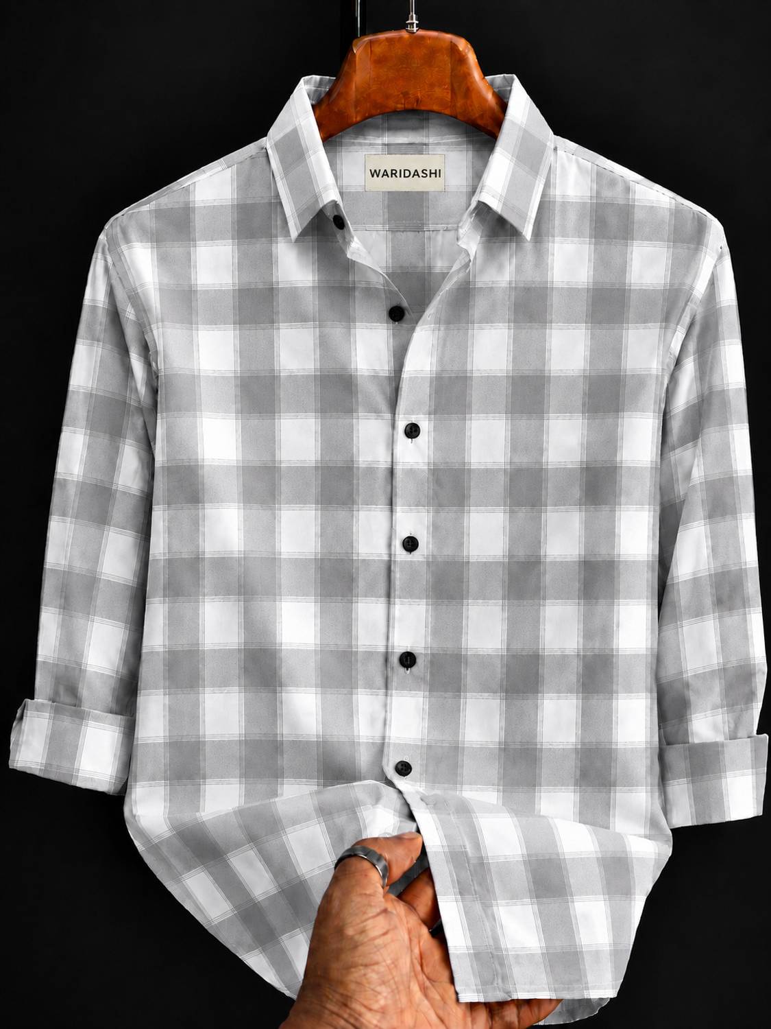Waridashi Men Grey, White Striped Shirt - Image 1