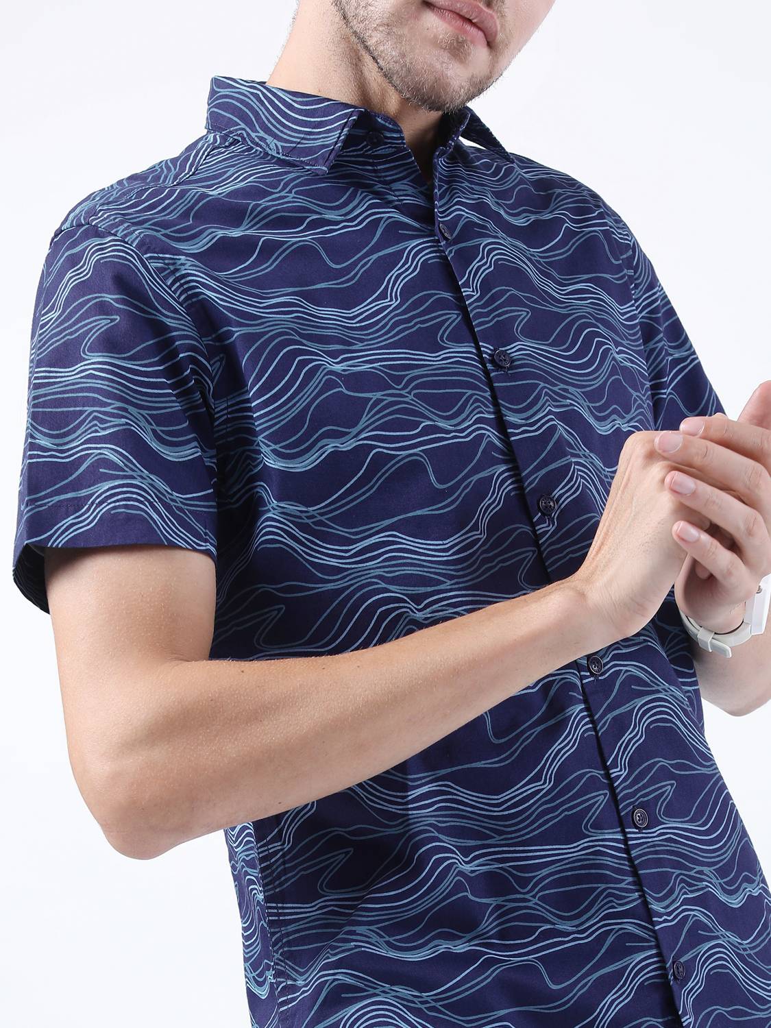 KETCH Men Blue Printed Casual Shirt - Image 4
