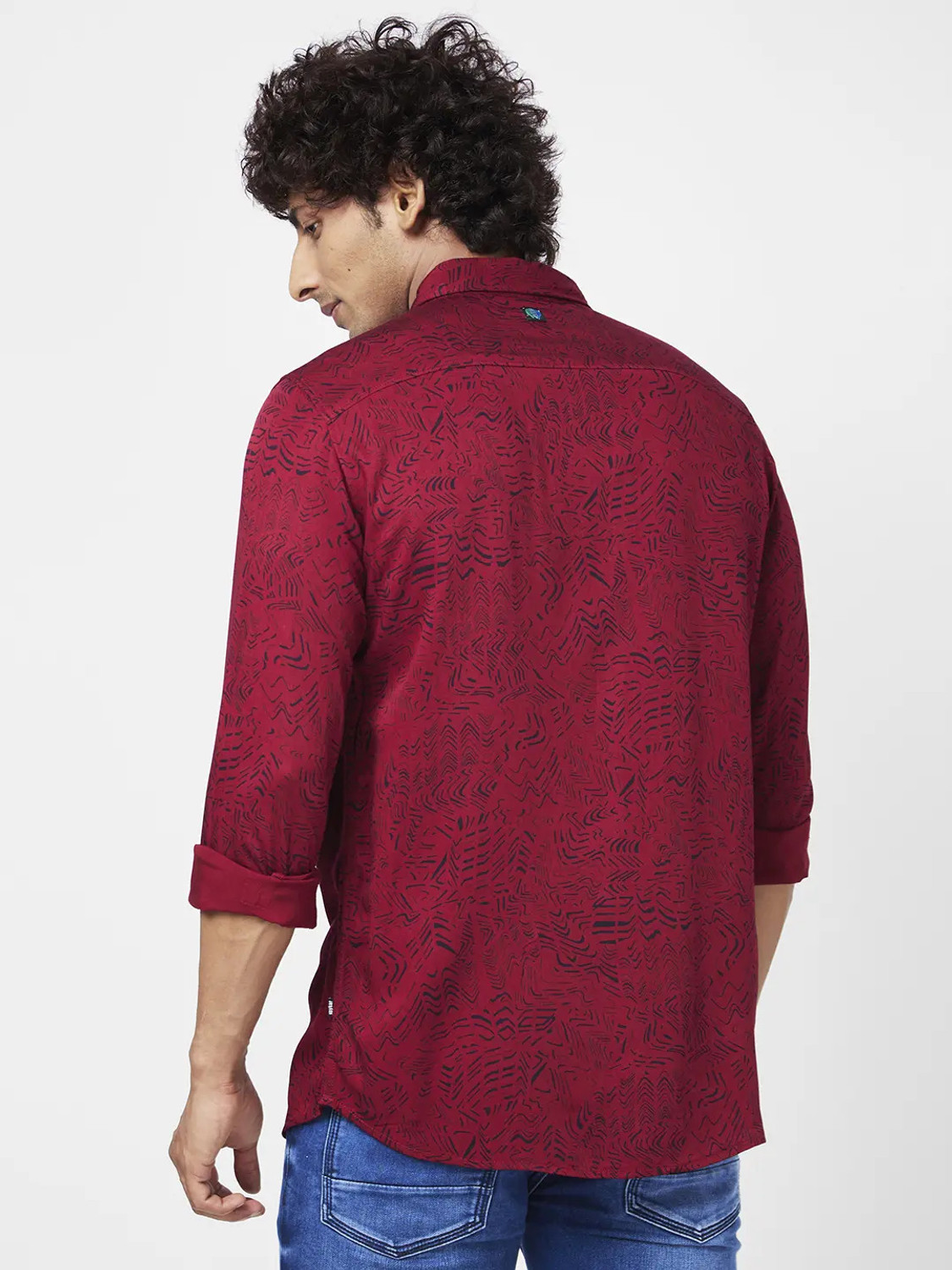 Image of Spykar Men Printed Casual Red, Black Shirt