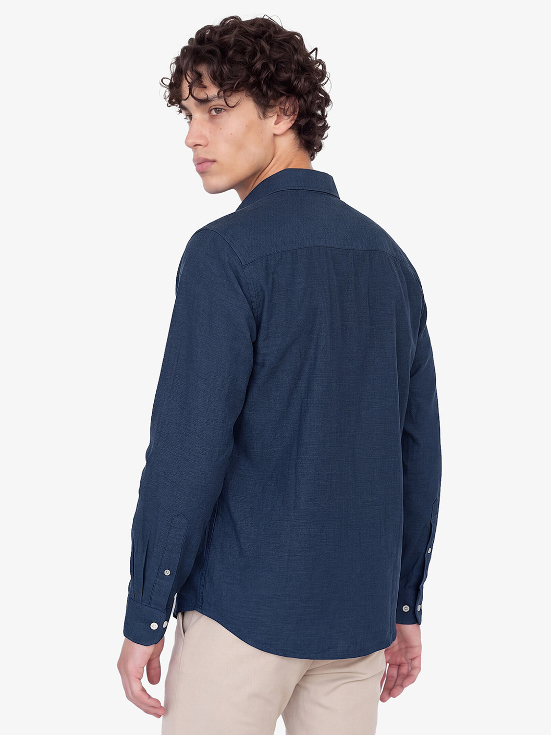 Image of MAX Men Solid Casual Blue Shirt