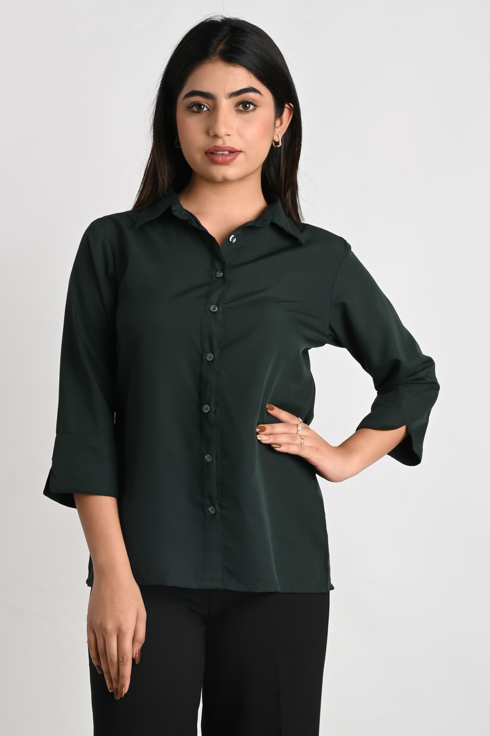 Image of MAGHMA Women Solid Casual Green Shirt