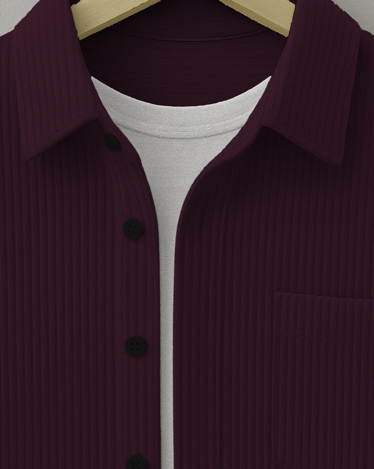 Image of HOODLER Men Self Design Casual Maroon Shirt