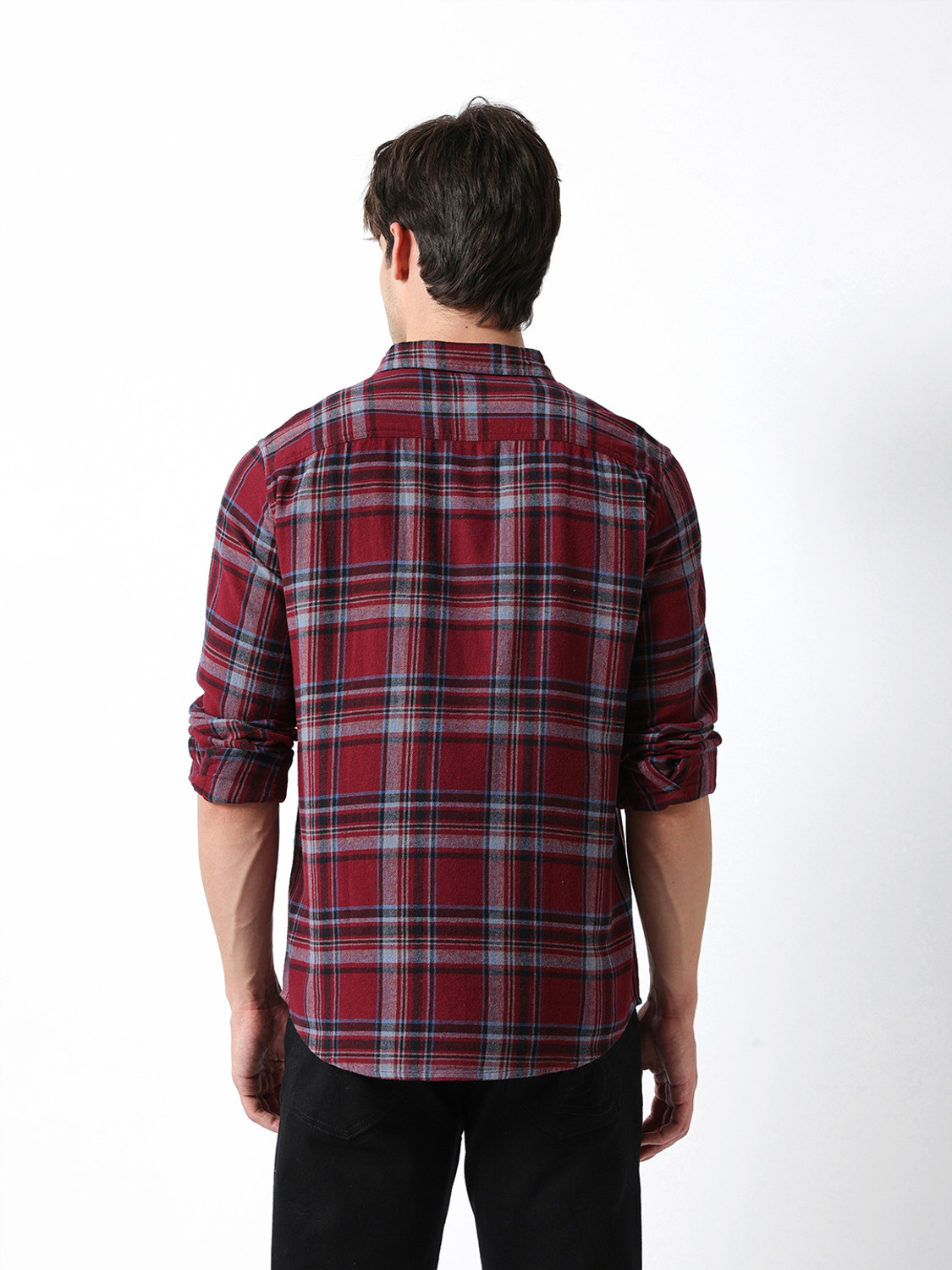 Image of THE BEAR HOUSE Men Checkered Casual Maroon Shirt