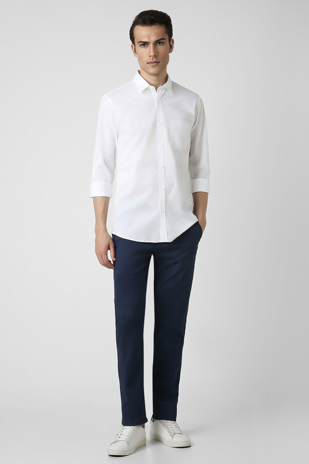 Image of PETER ENGLAND Men Solid Casual White Shirt