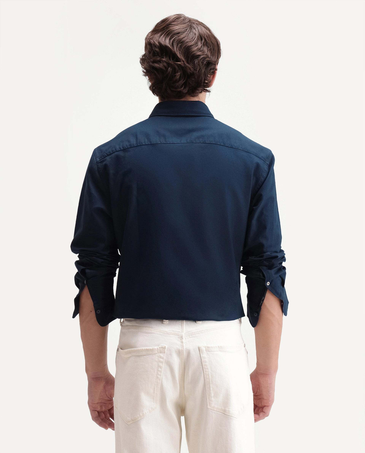 Image of RARE RABBIT Men Solid Casual Dark Blue Shirt