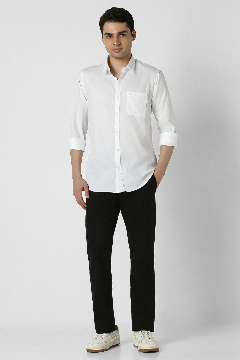 Image of PETER ENGLAND Men Solid Casual White Shirt