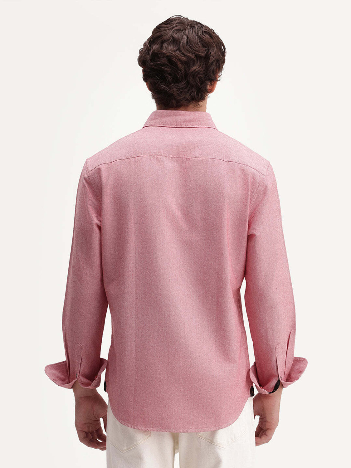 Image of RARE RABBIT Men Solid Casual Pink Shirt