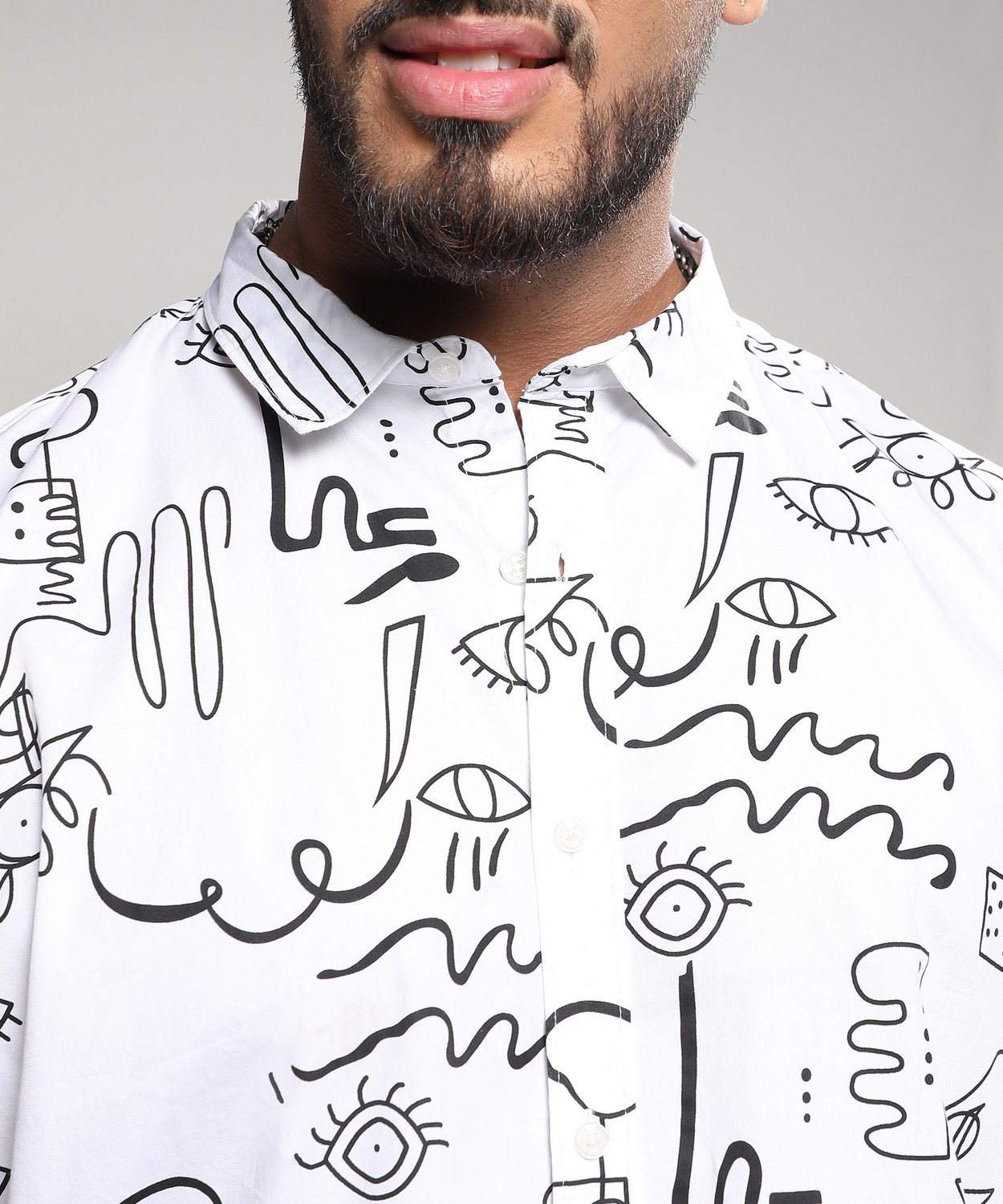 Image of Instafab Plus Men Striped Casual White Shirt
