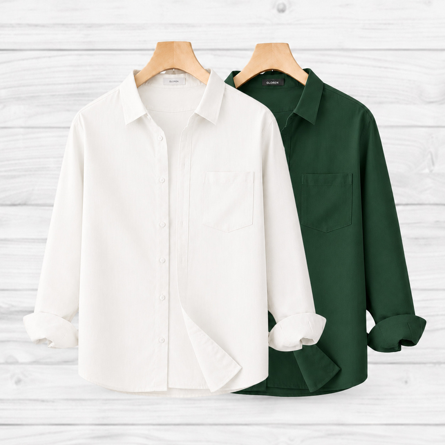 Image of GLOREN Men Solid Casual Multicolor Shirt