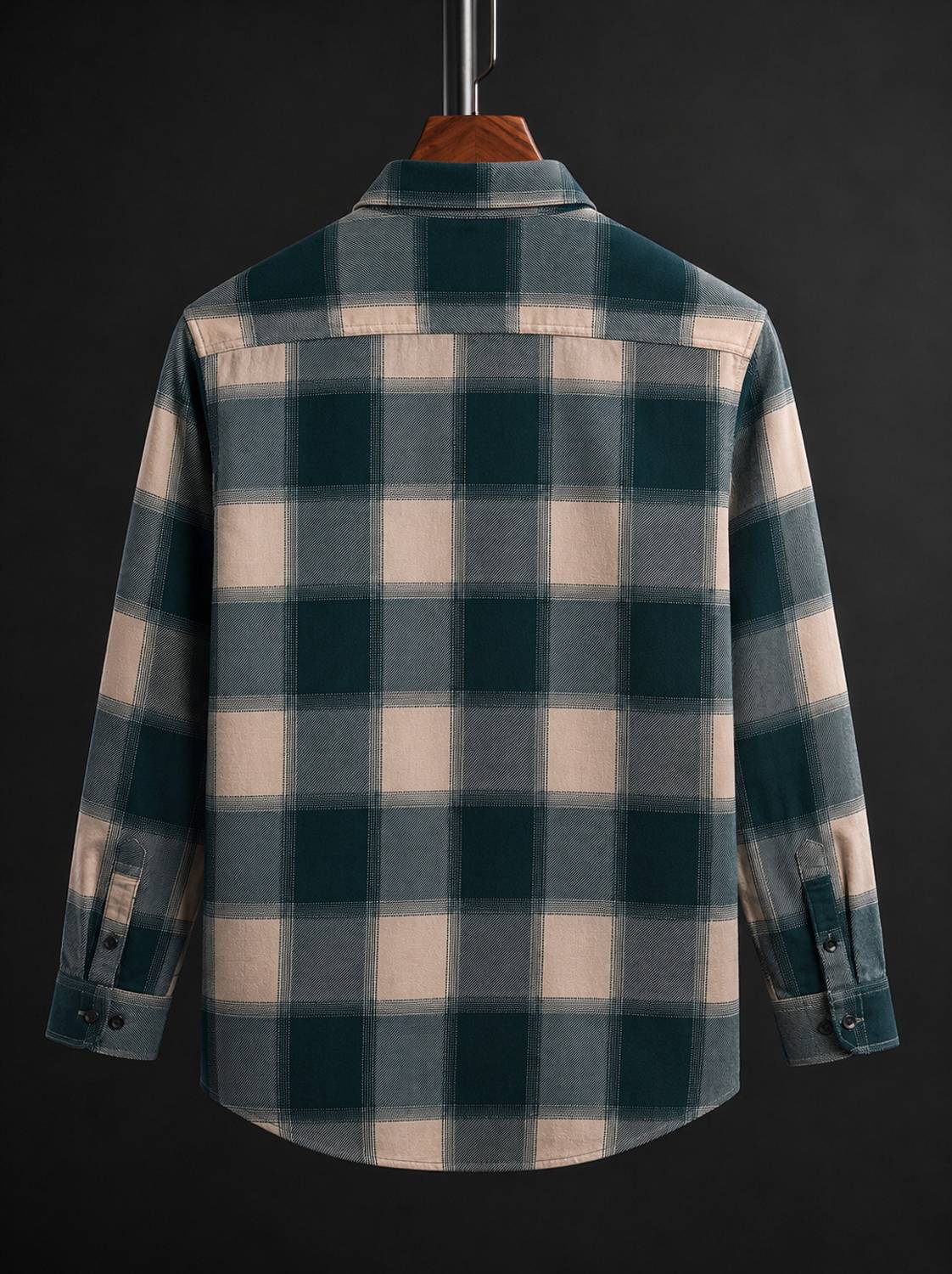 VELLOSTA Men Dark Green Checkered Casual Shirt - Image 2