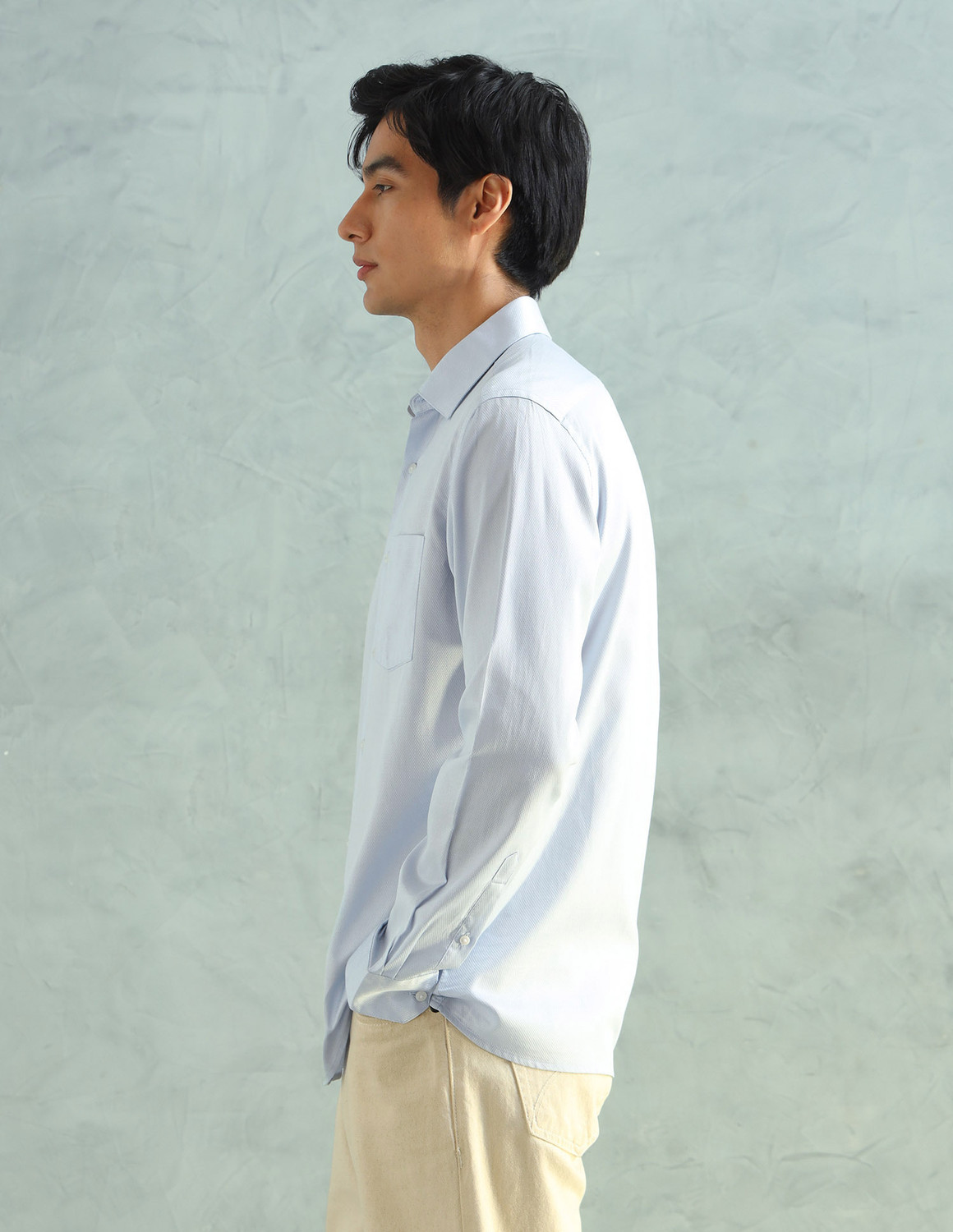 Image of ARROW Men Slim Fit Self Design Spread Collar Casual Shirt