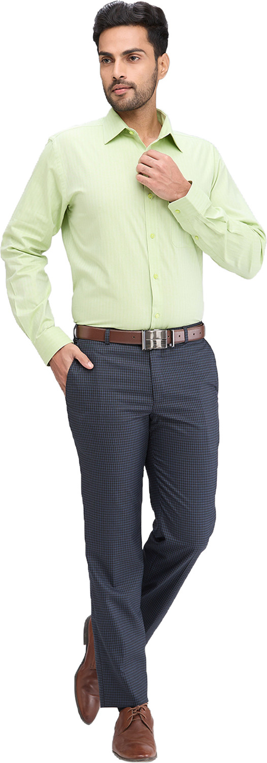 Image of Raymond Men Solid Formal Green Shirt