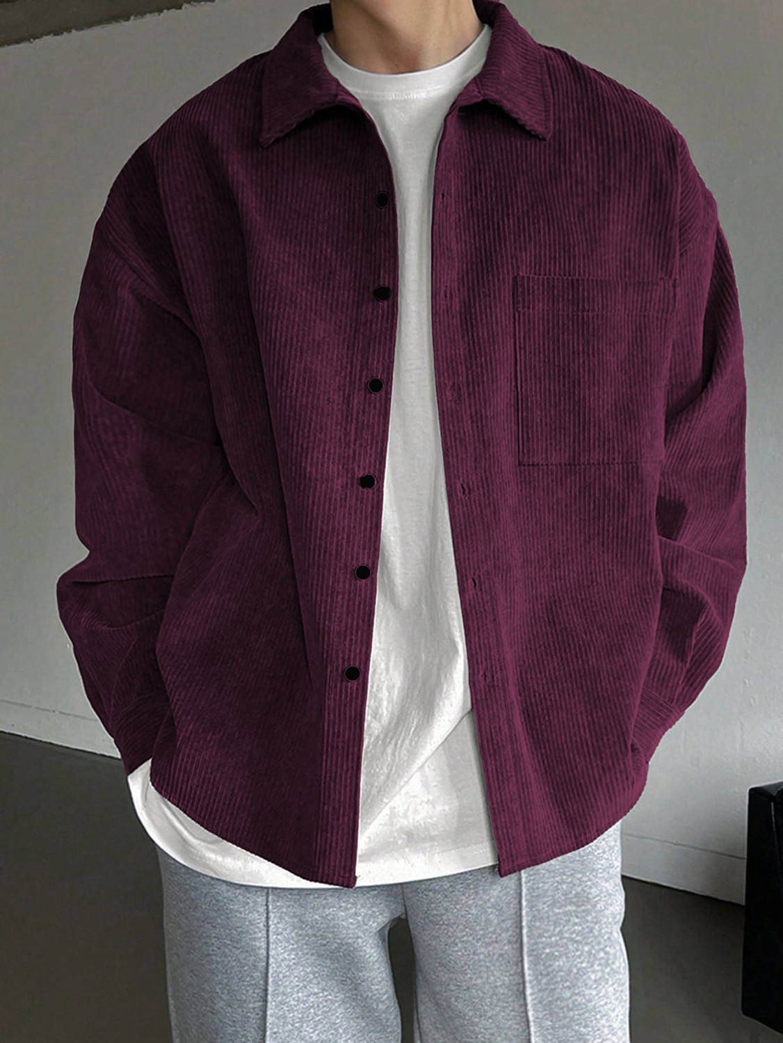 Image of HOODLER Men Solid Casual Maroon Shirt