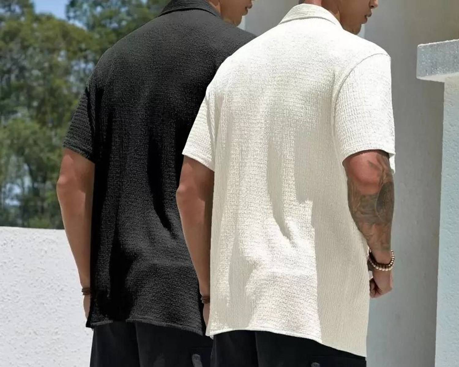COMBRAIDED Men Solid Casual Black, White Shirt - Image 2