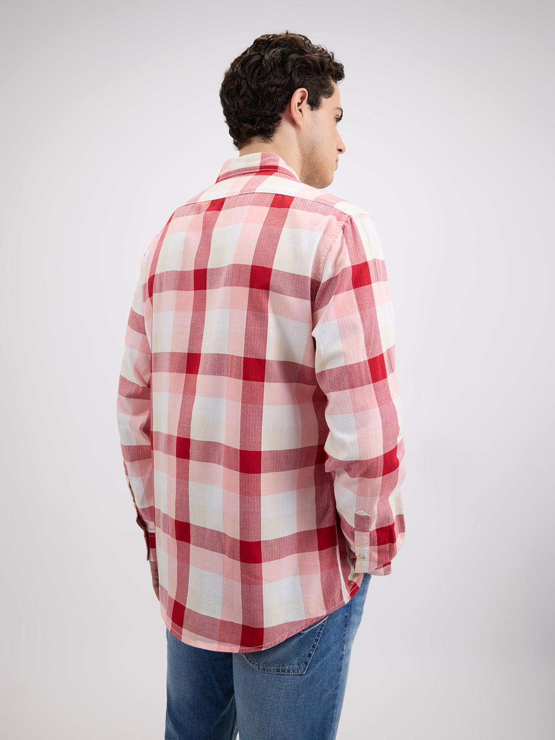 Image of Pepe Jeans Men Checkered Casual Red Shirt