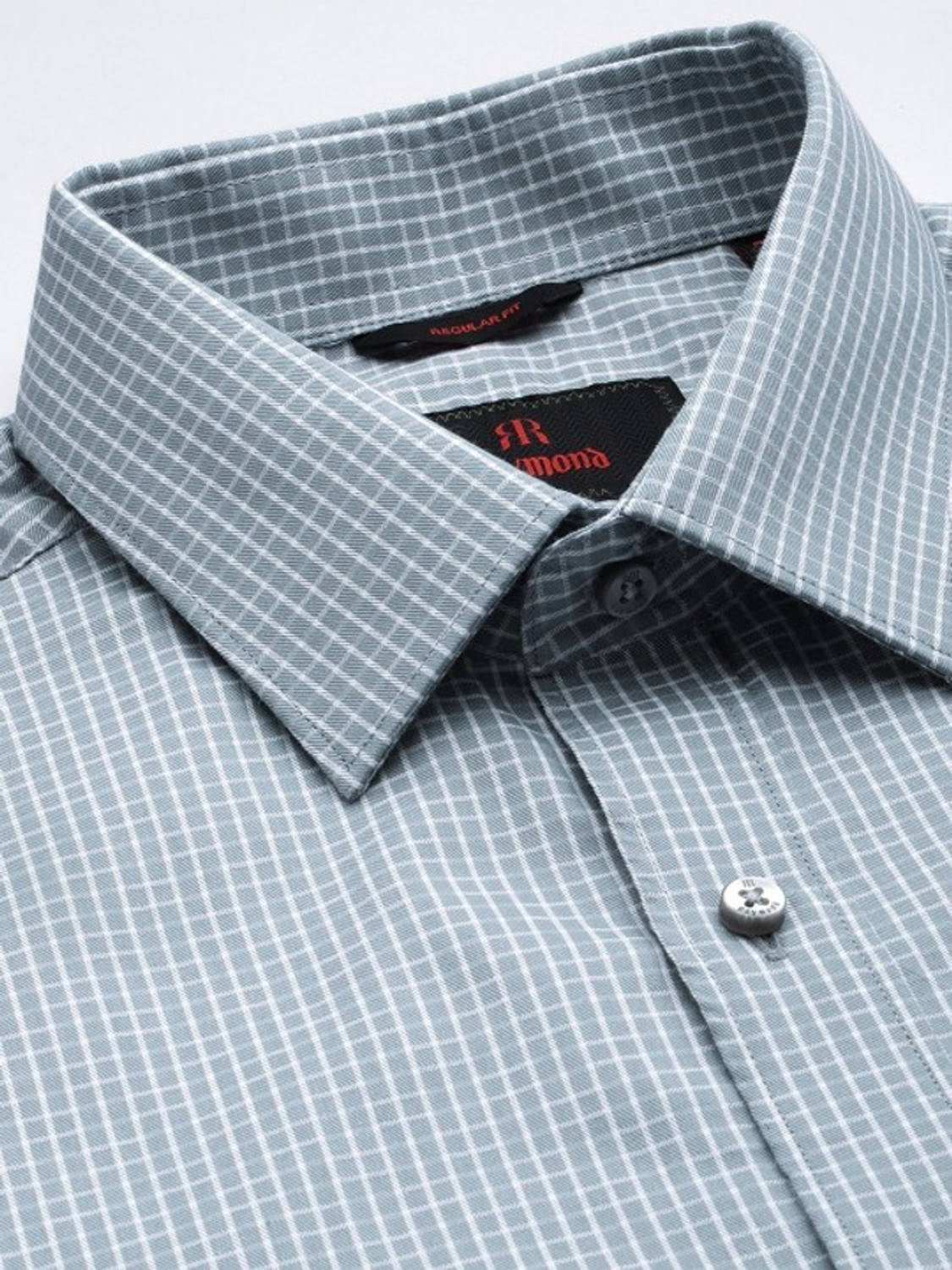 Image of Raymond Men Self Design Formal Grey Shirt