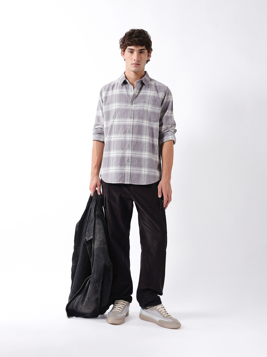 Image of THE BEAR HOUSE Men Checkered Casual Purple Shirt
