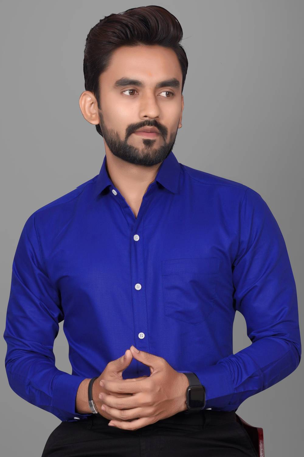 Voroxy Men Regular Fit Solid Spread Collar Formal Shirt