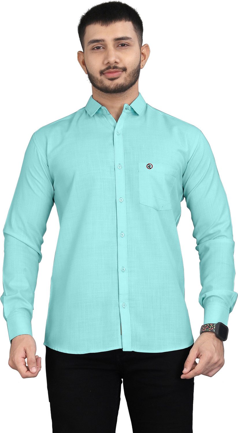 Image of REJIO Men Solid Casual Light Green, Pink Shirt