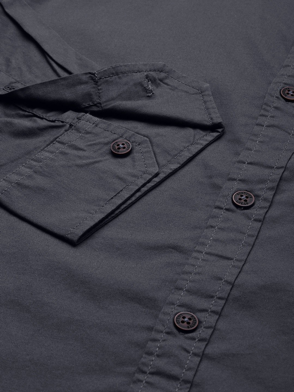 Image of Roadster Men Solid Casual Grey Shirt