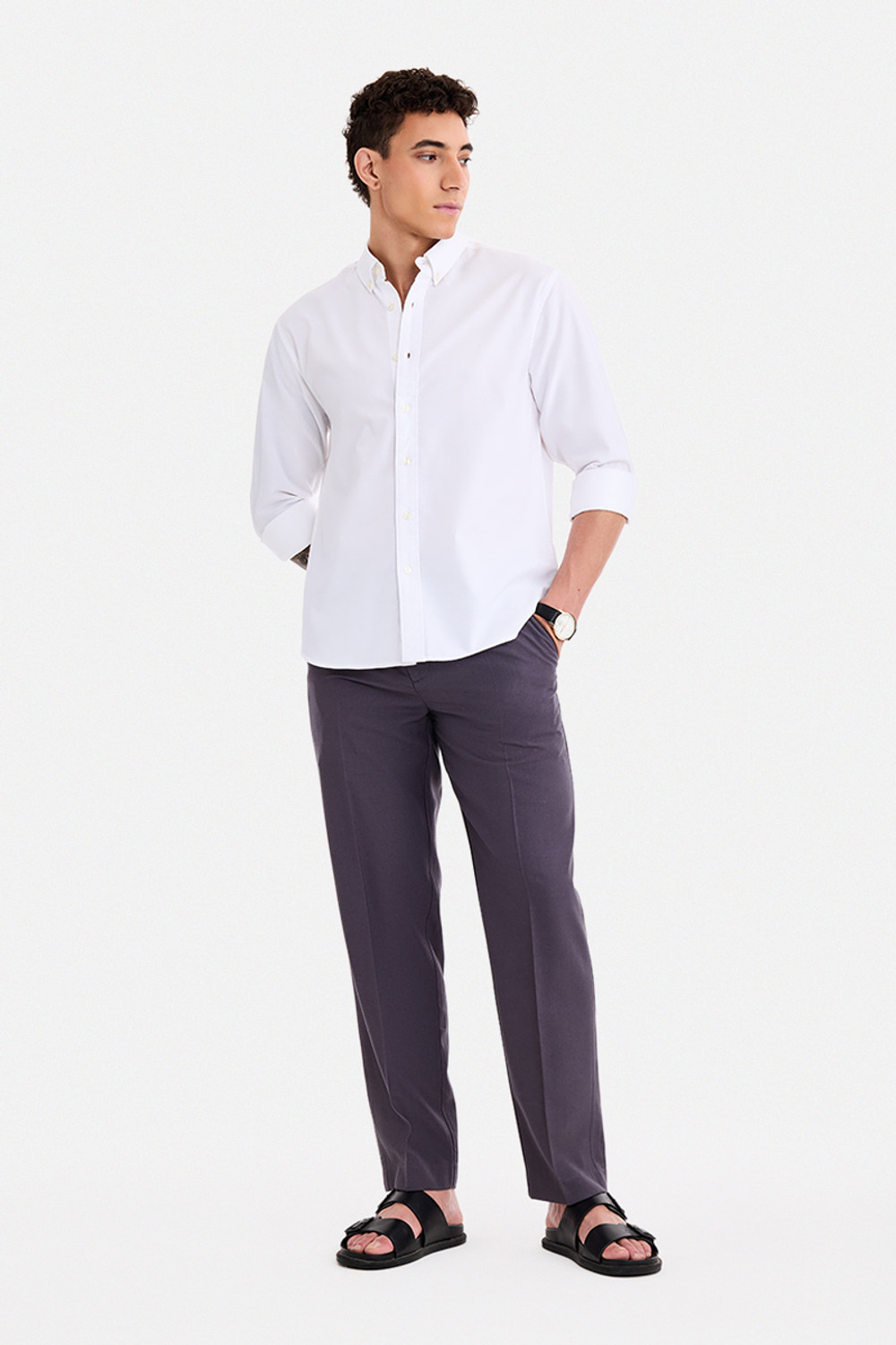 Image of Snitch Men Solid Casual White Shirt