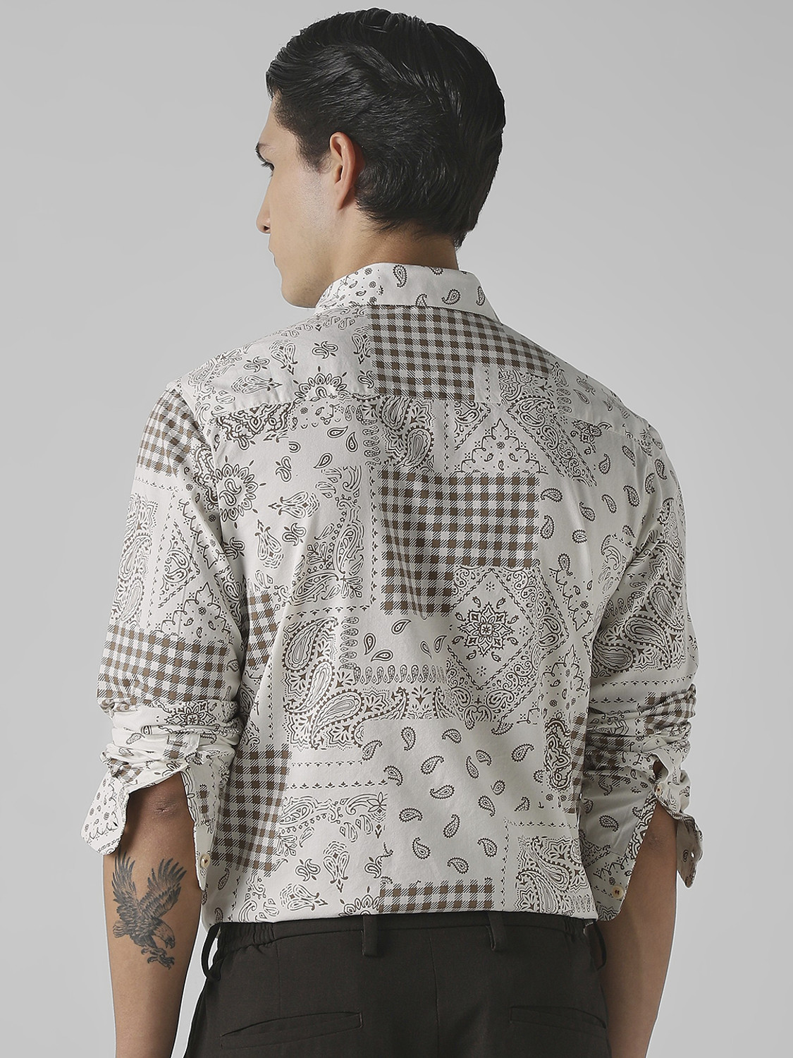Image of MUFTI Men Printed Casual Brown Shirt