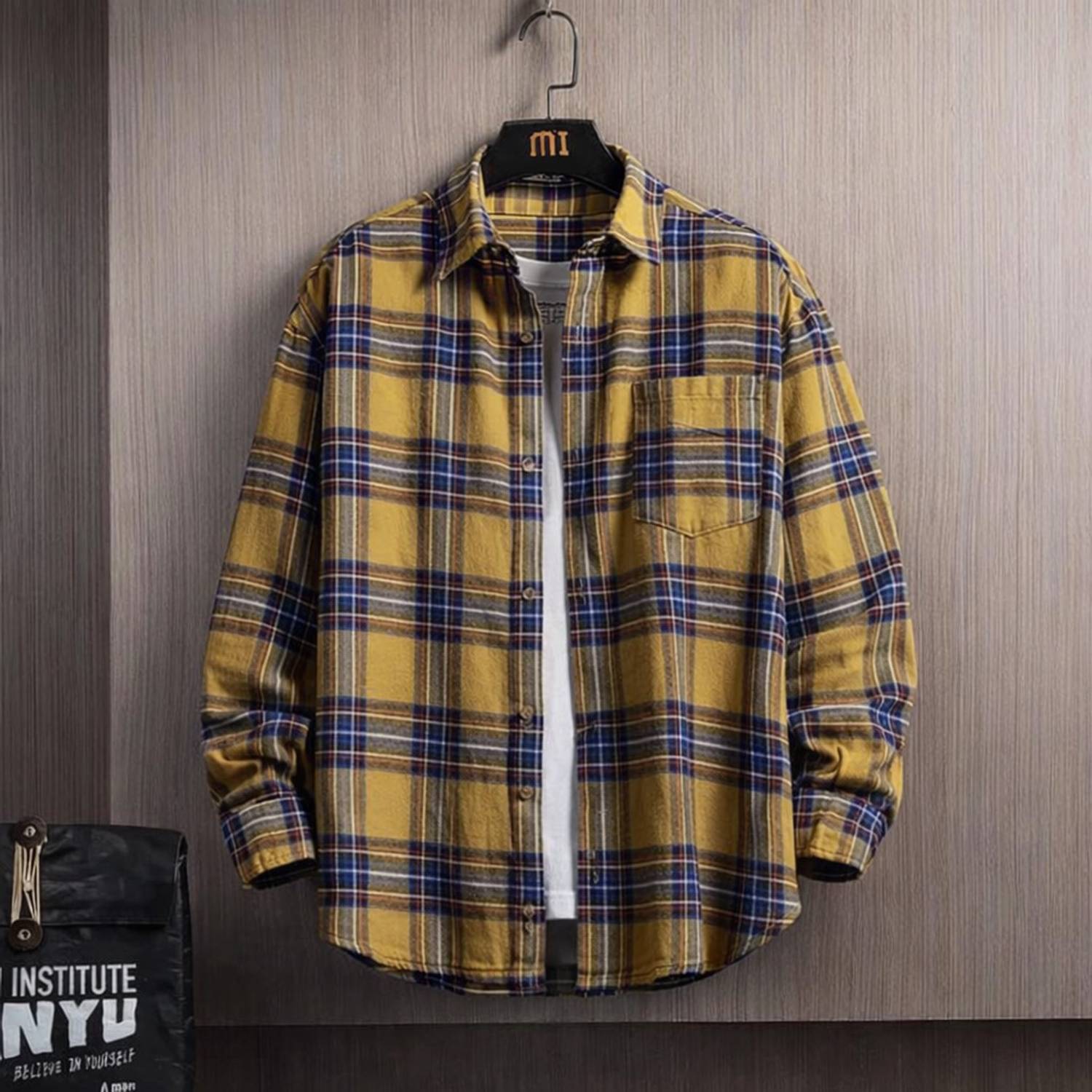 Asta Moda Men Checkered Casual Yellow Shirt