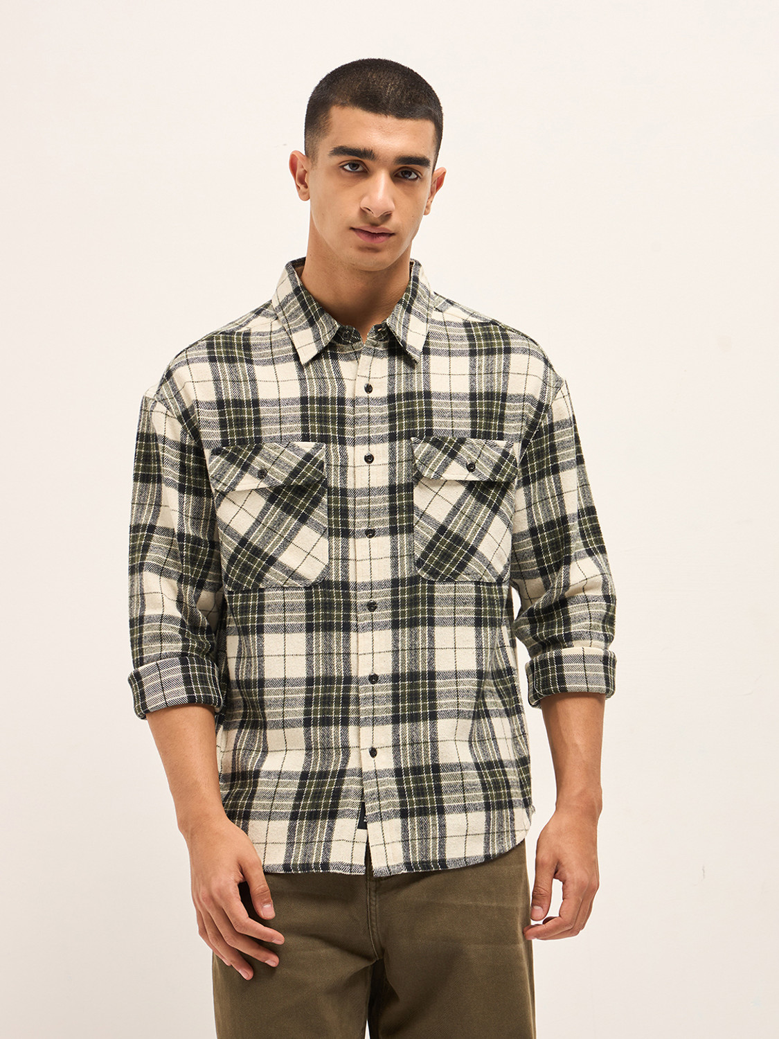 Image of THE BEAR HOUSE Men Checkered Casual Multicolor Shirt