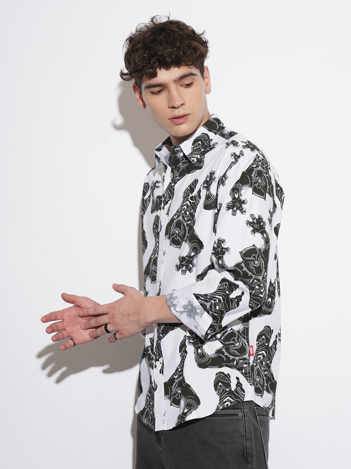 Image of BEING HUMAN Men Printed Casual White Shirt