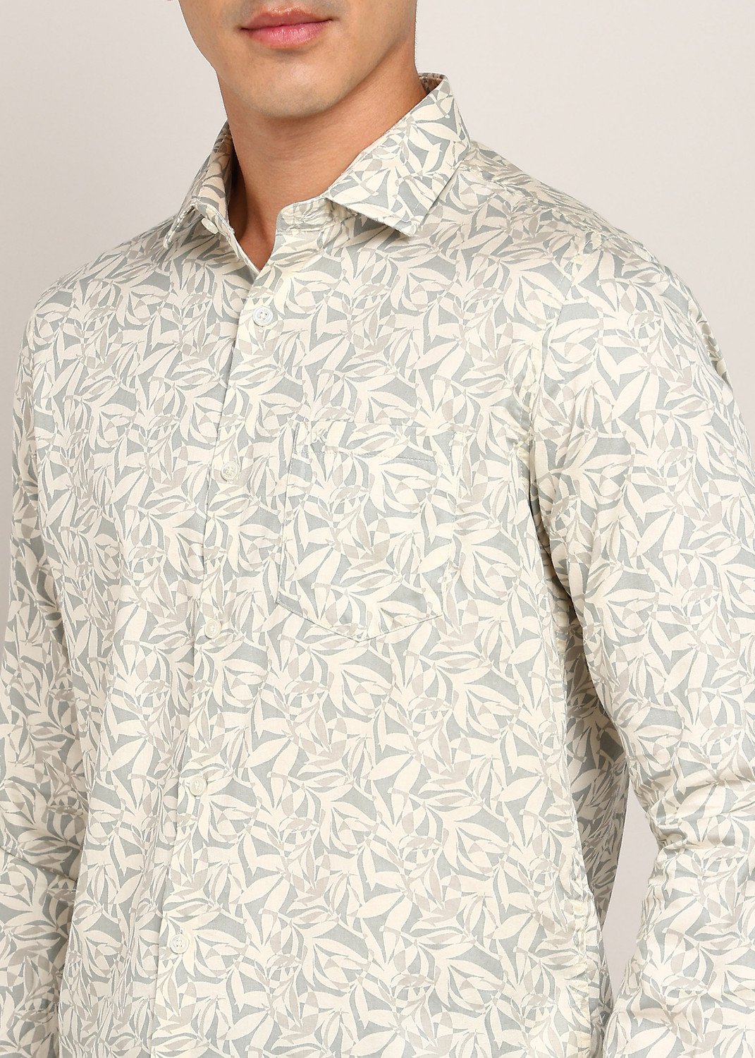 Image of KILLER Men Printed Casual Cream Shirt