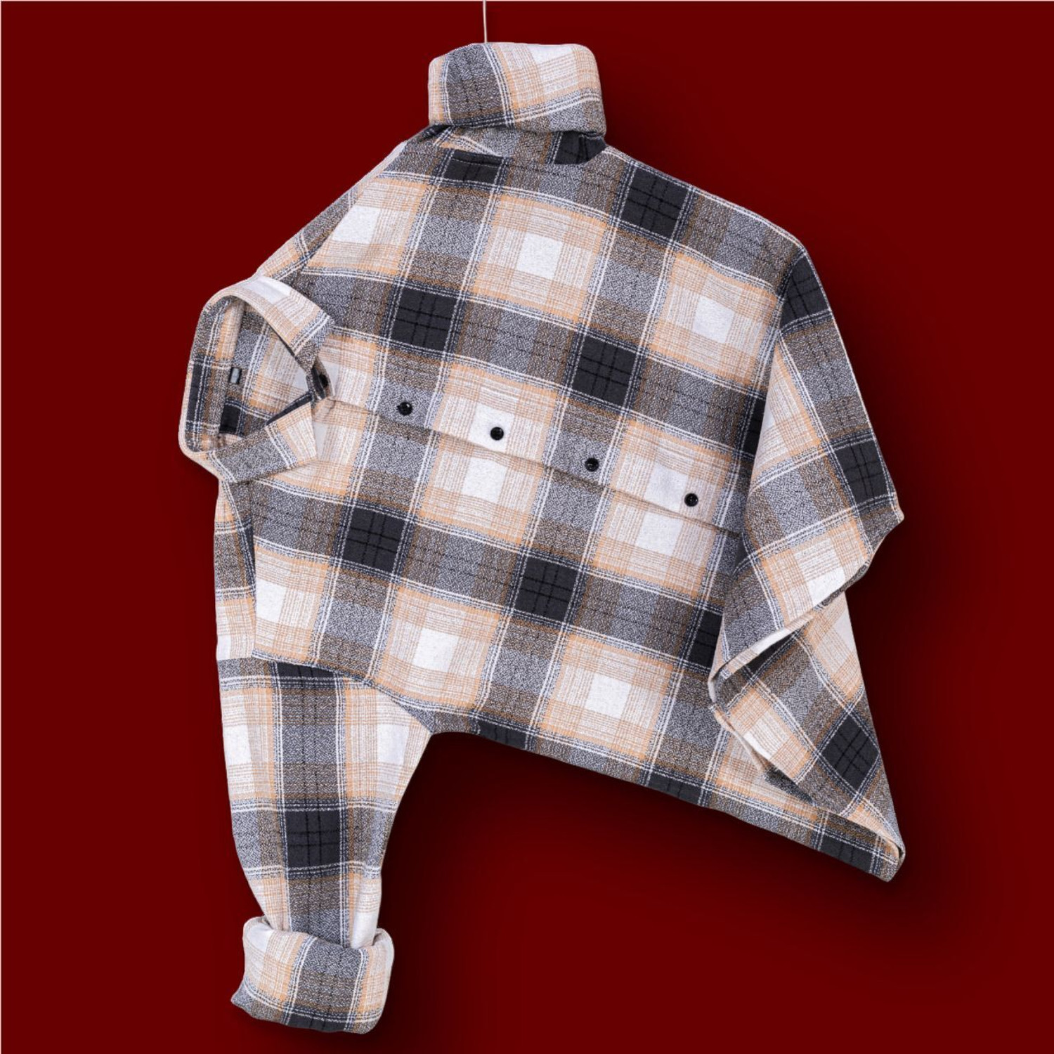 Image of PROBIZ Men Striped Casual Cream, Grey Shirt