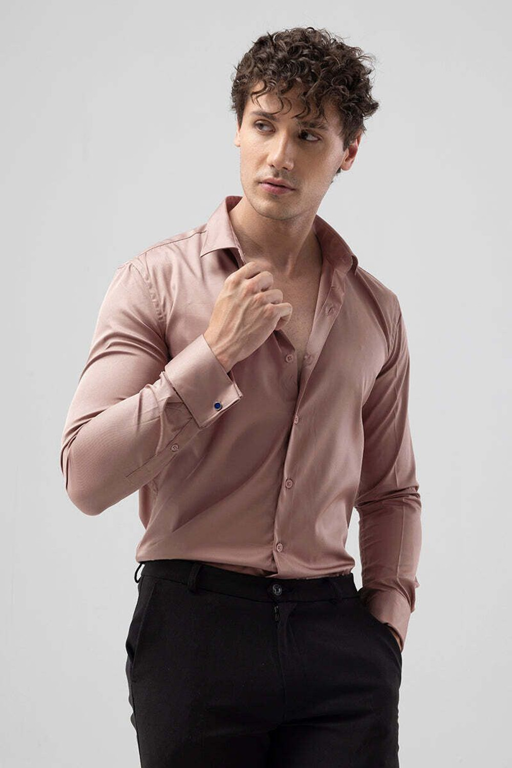Image of Snitch Men Solid Casual Pink Shirt