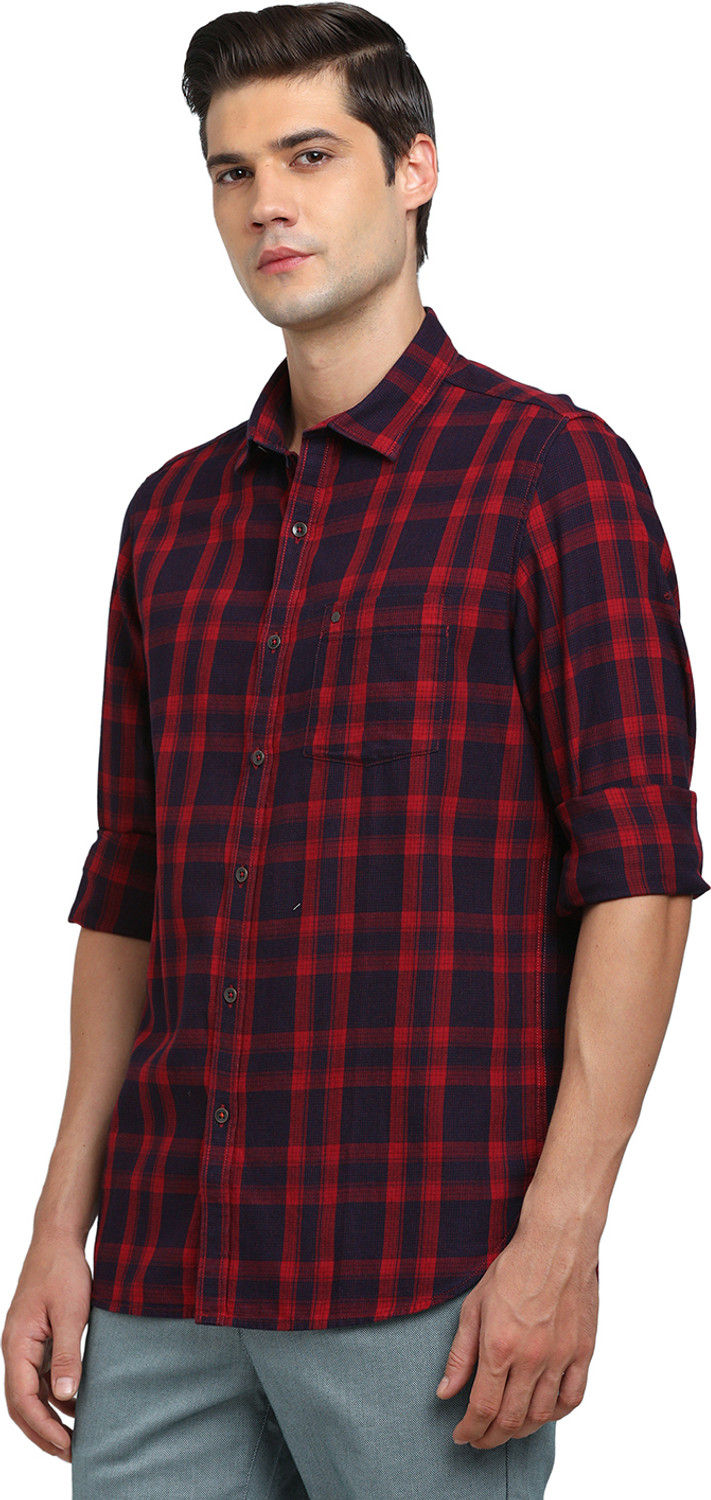 Image of TURTLE Men Checkered Casual Red Shirt