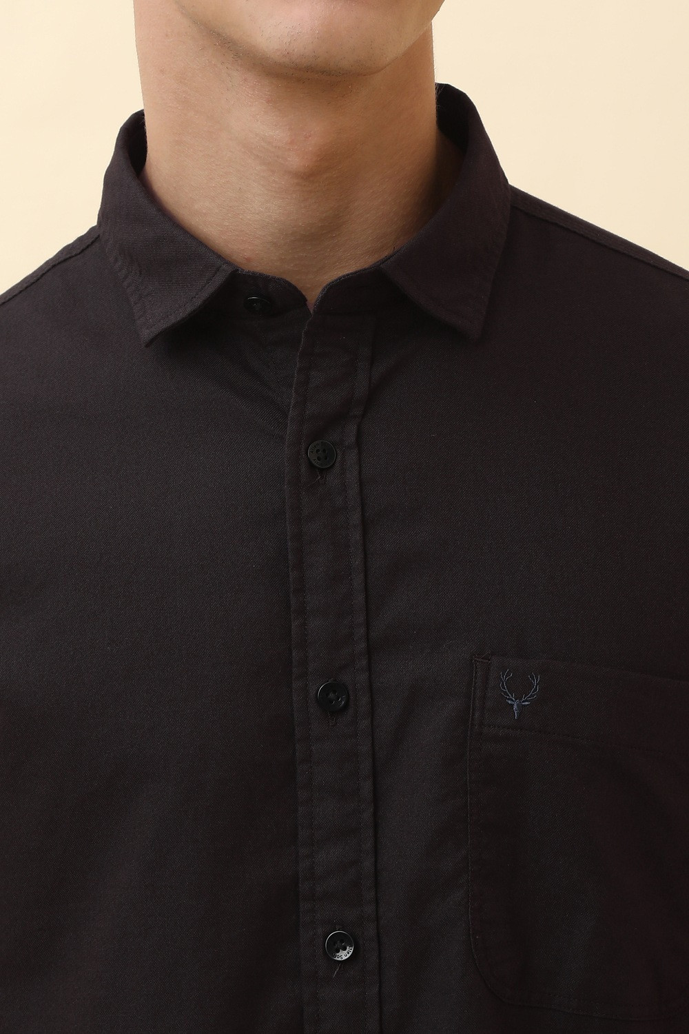 Image of Allen Solly Men Solid Casual Brown Shirt