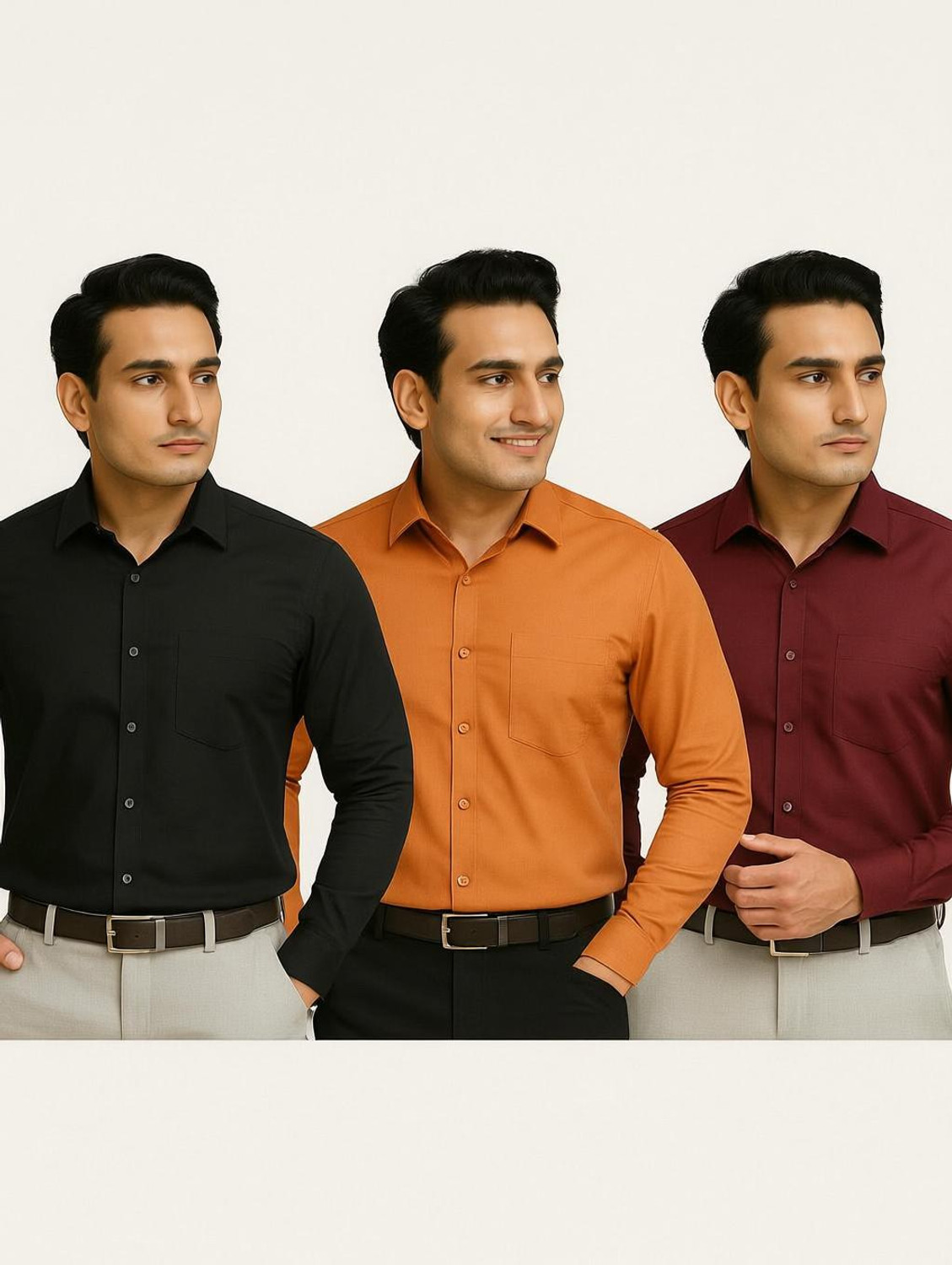 Image of youth first Men Solid Party Black, Brown, Maroon Shirt