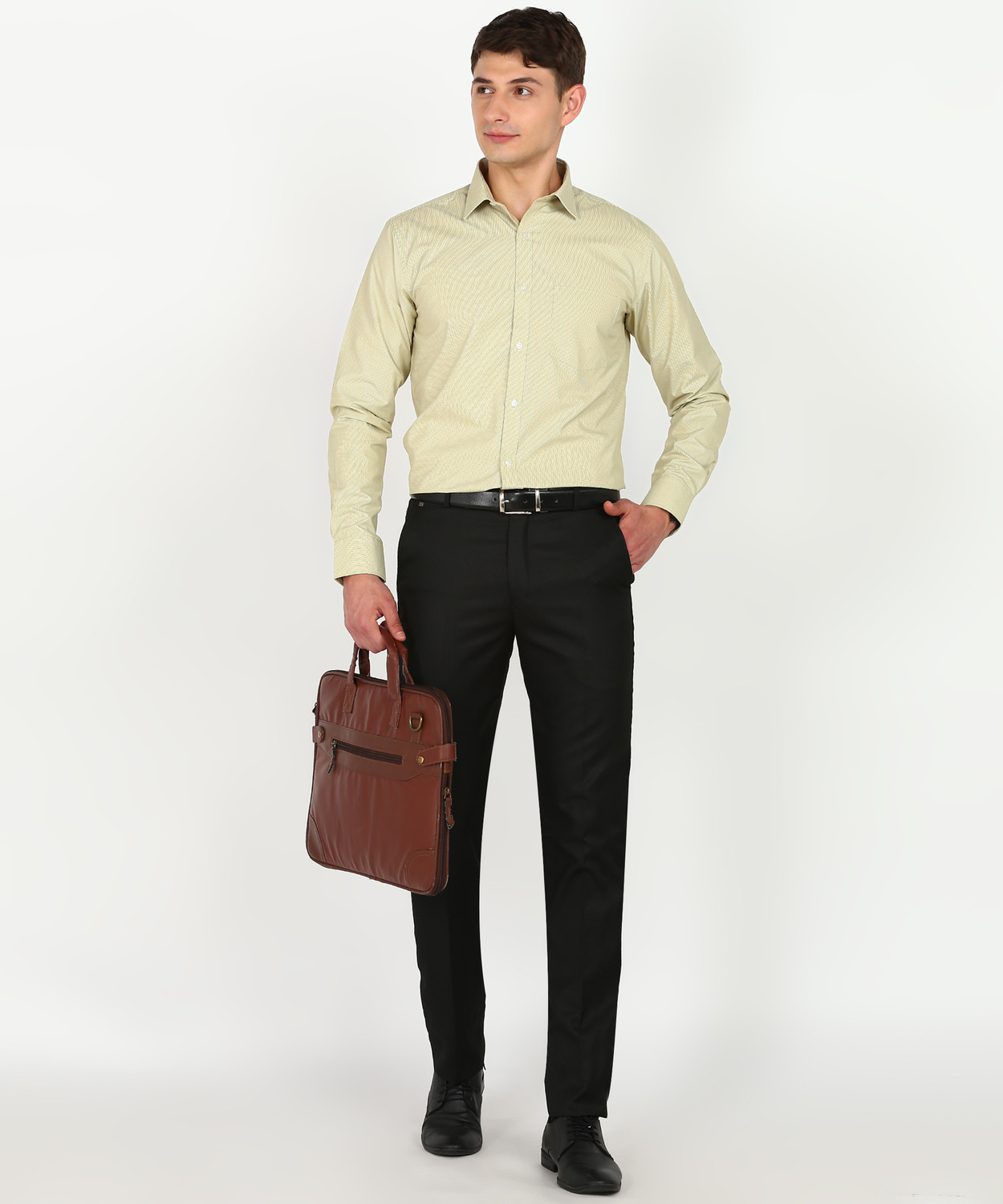 Image of PARK AVENUE Men Slim Fit Self Design Cut Away Collar Formal Shirt