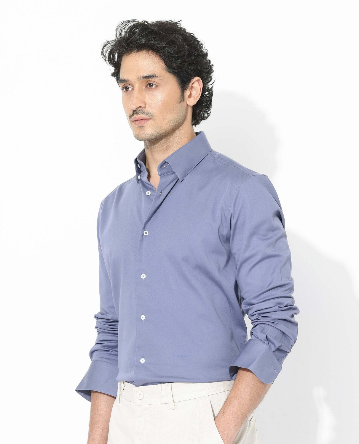 Image of RARE RABBIT Men Solid Casual Purple Shirt