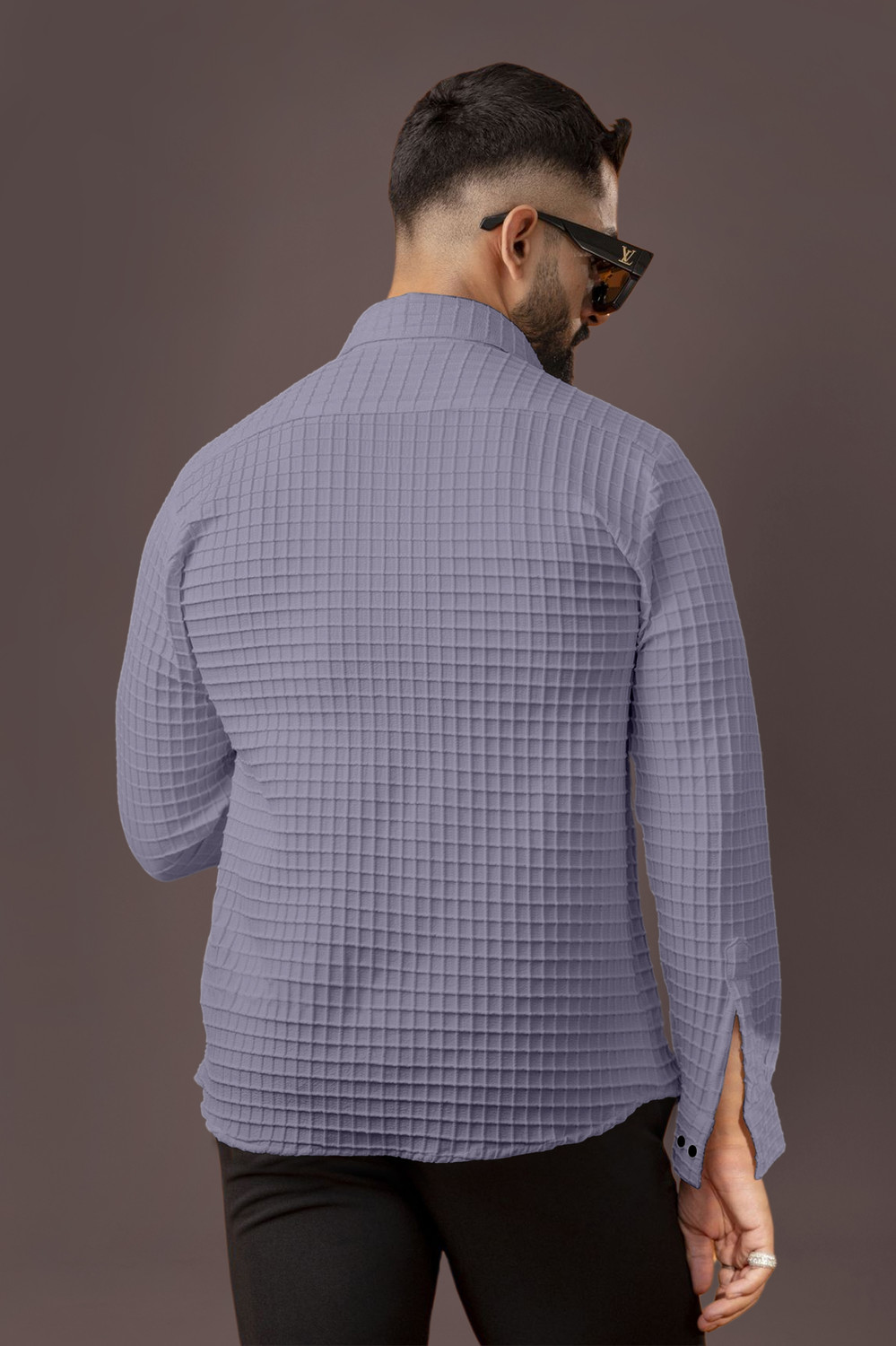 Image of Marmic Fab Men Self Design Casual Grey Shirt