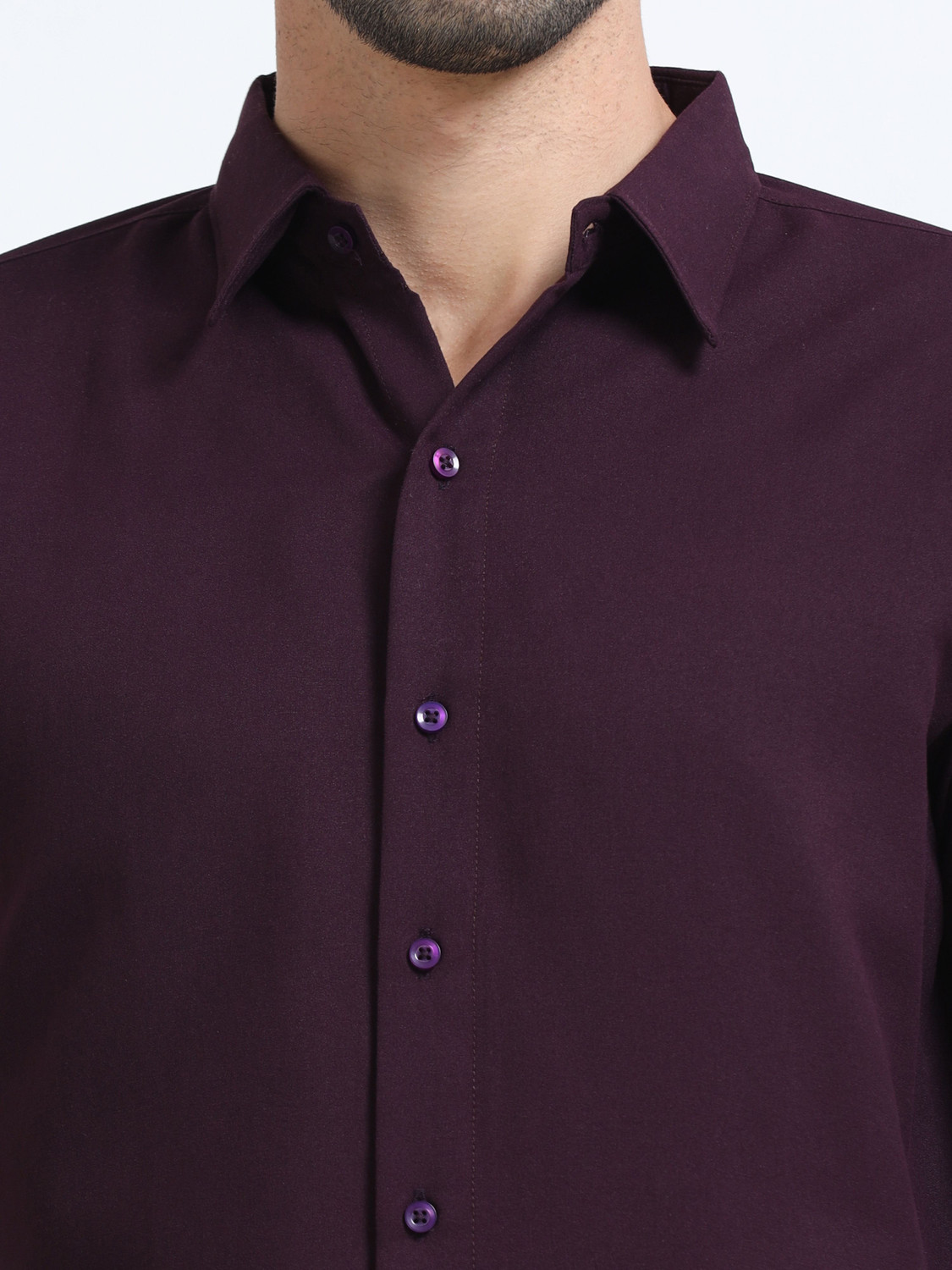 Image of METRONAUT Men Solid Casual Purple Shirt