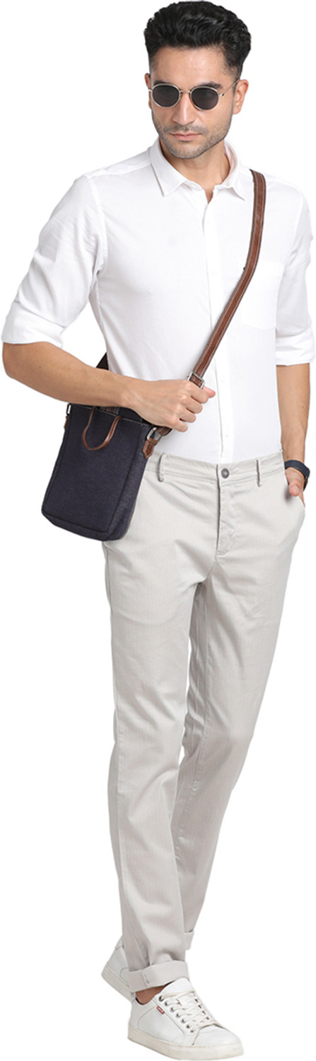 Image of TURTLE Men Self Design Casual White Shirt