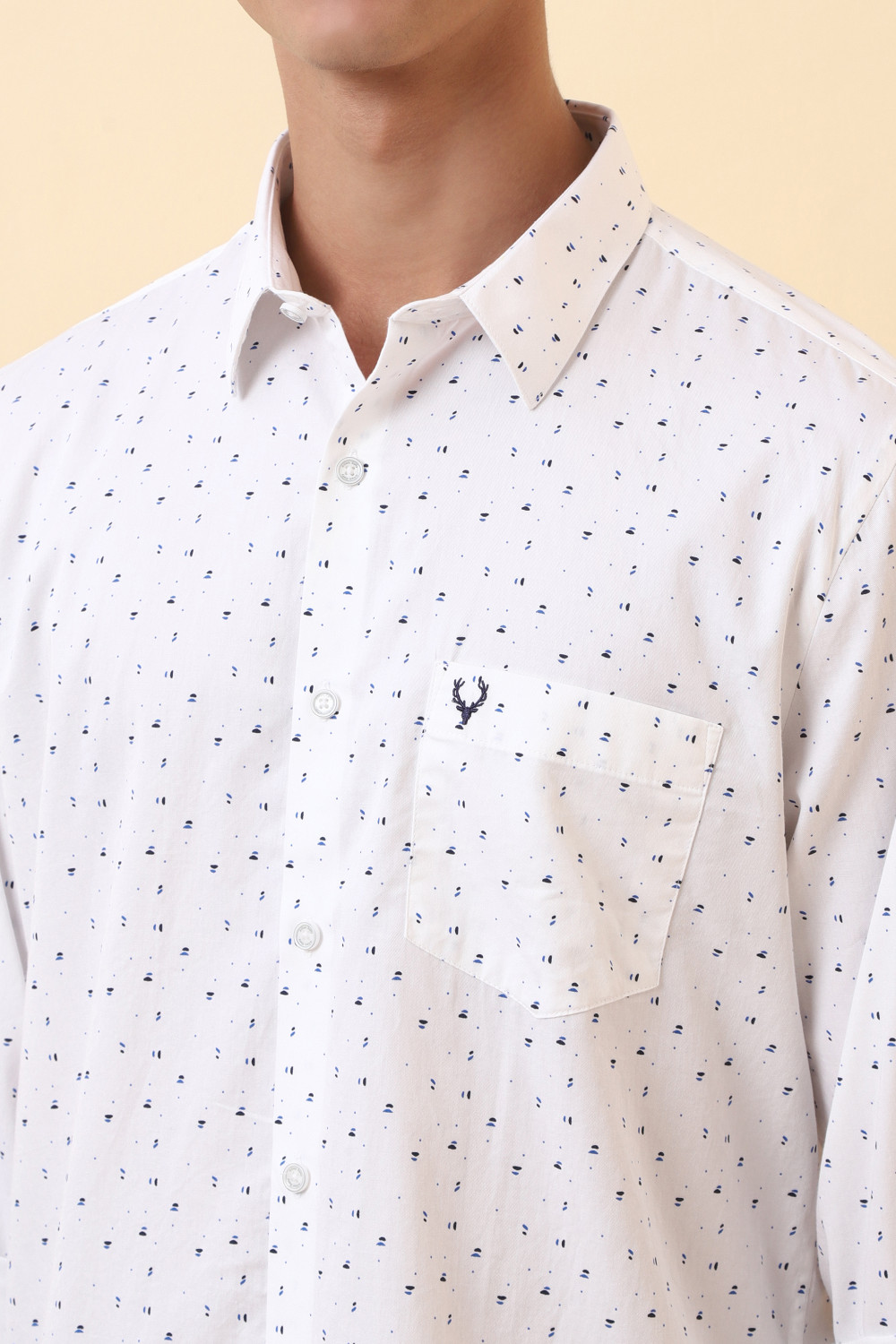 Image of Allen Solly Men Printed Casual White Shirt