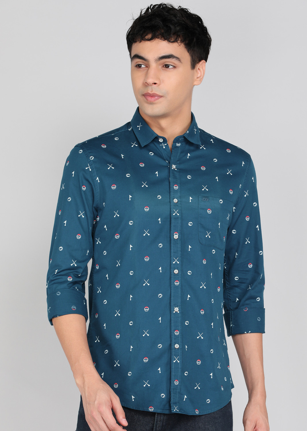 Image of PETER ENGLAND Men Printed Casual Red Shirt
