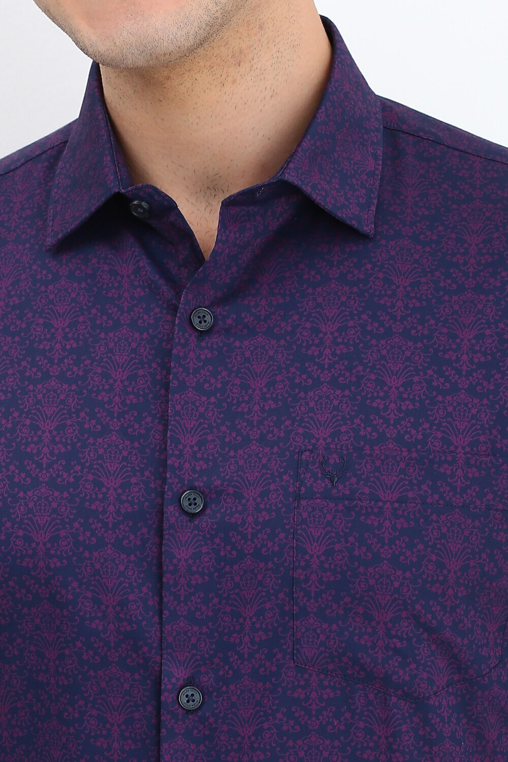 Image of Allen Solly Men Printed Formal Blue Shirt