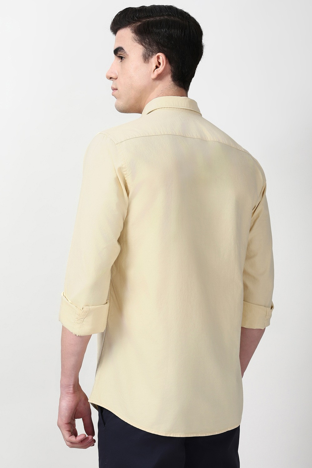 Image of PETER ENGLAND Men Solid Casual Beige Shirt
