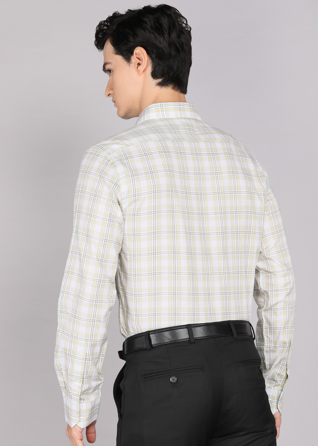 Image of ARROW Men Checkered Formal Green Shirt
