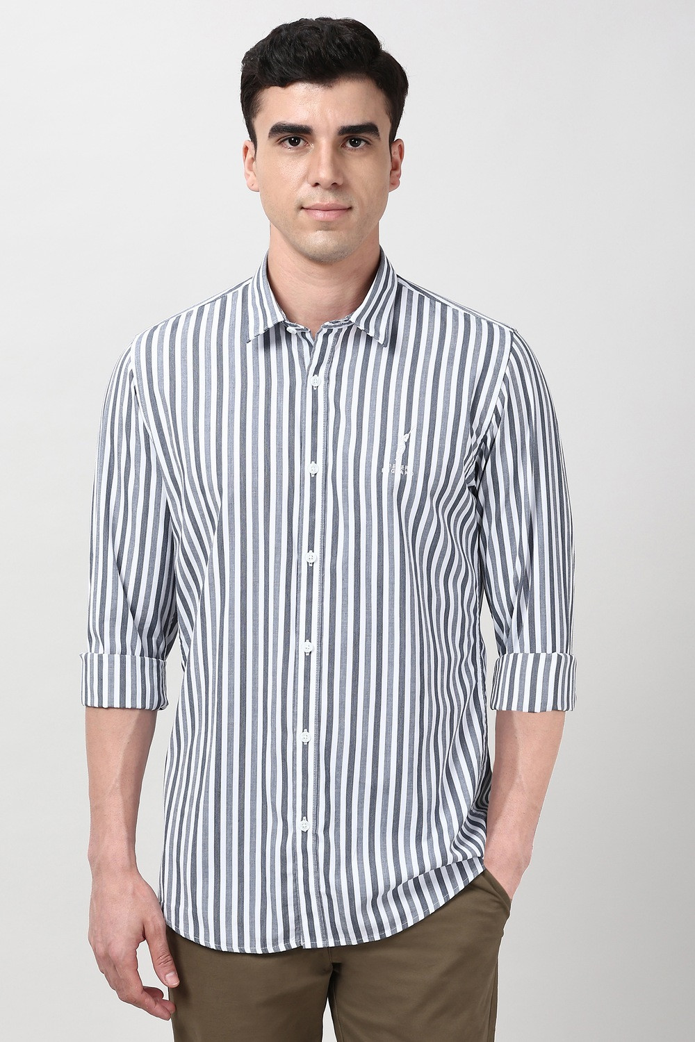 Image of PETER ENGLAND Men Striped Casual White Shirt