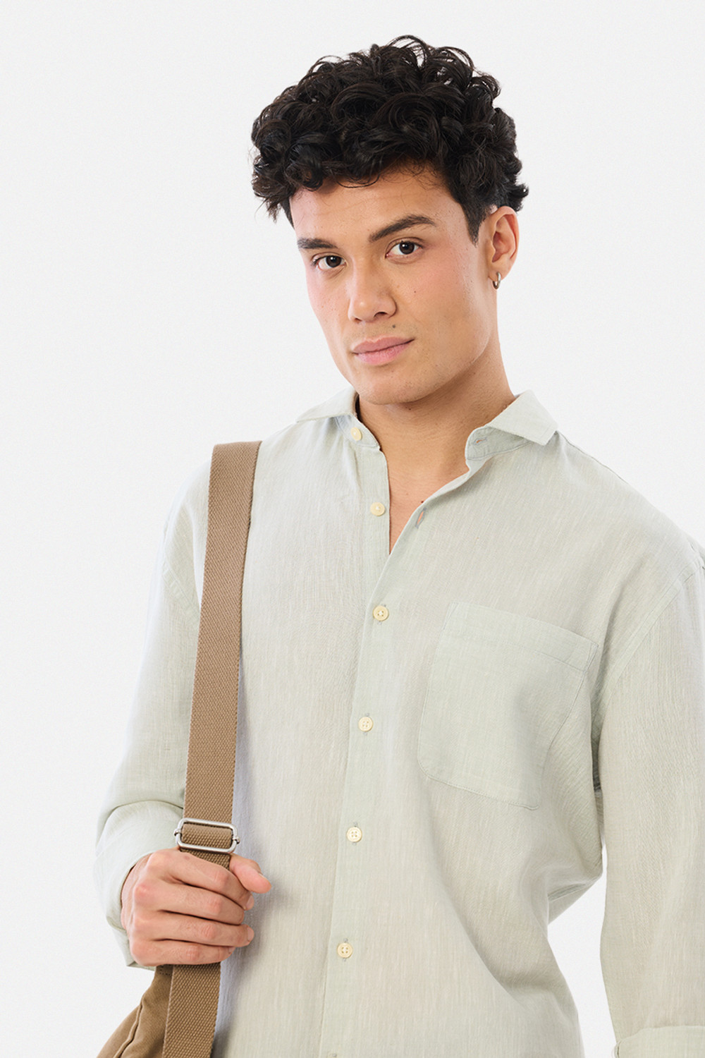 Image of Snitch Men Solid Casual Light Green Shirt