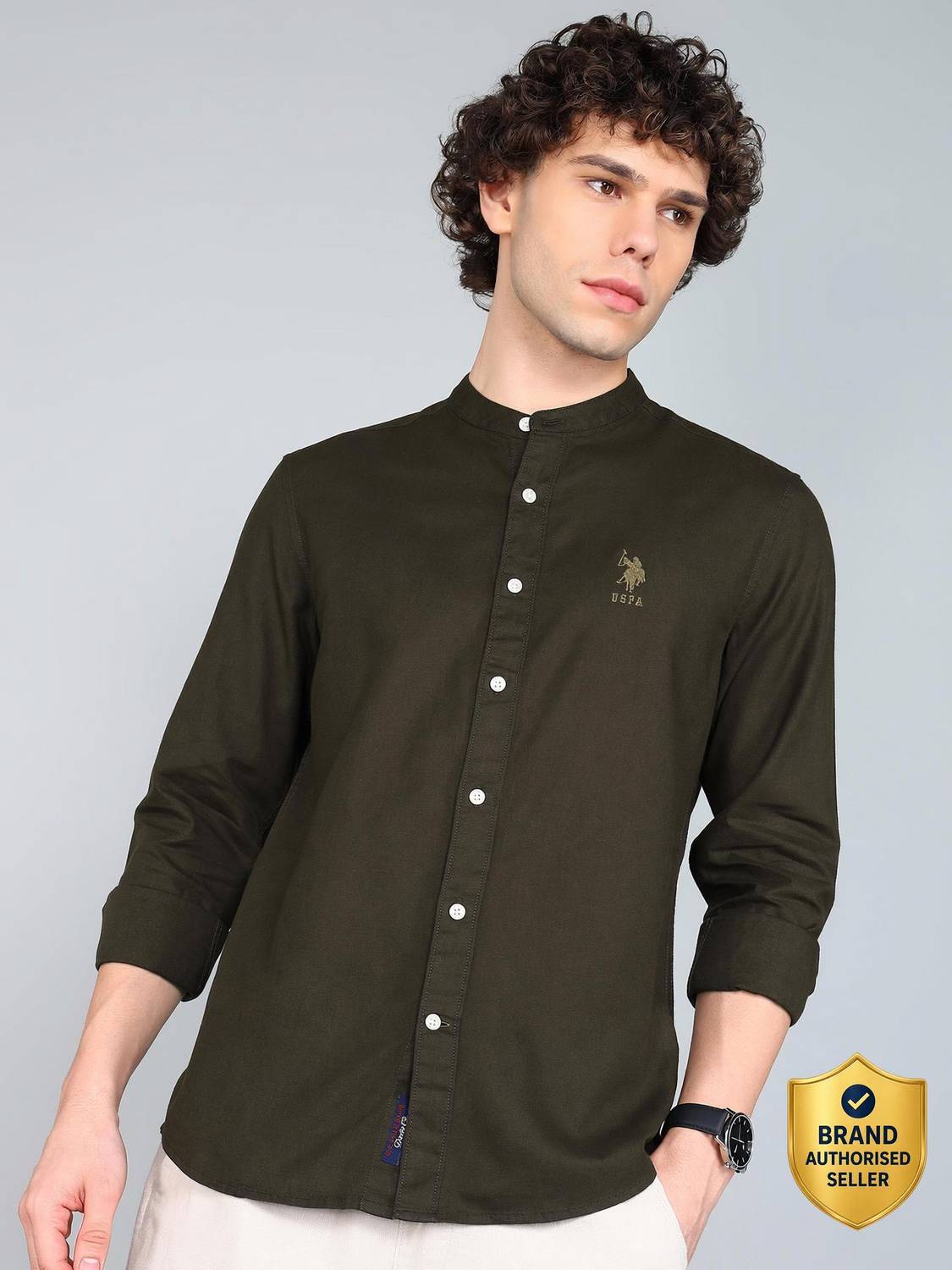 U.S. POLO ASSN. Men Dark Green Casual Shirt